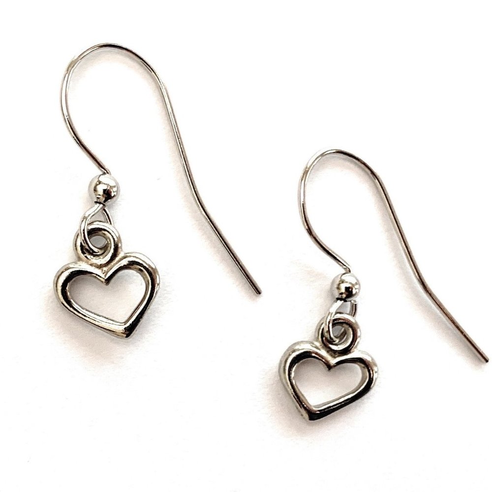 Heart Earrings Silver Dangle Heart Jewelry Womens Jewelry Gifts Handmade in USA